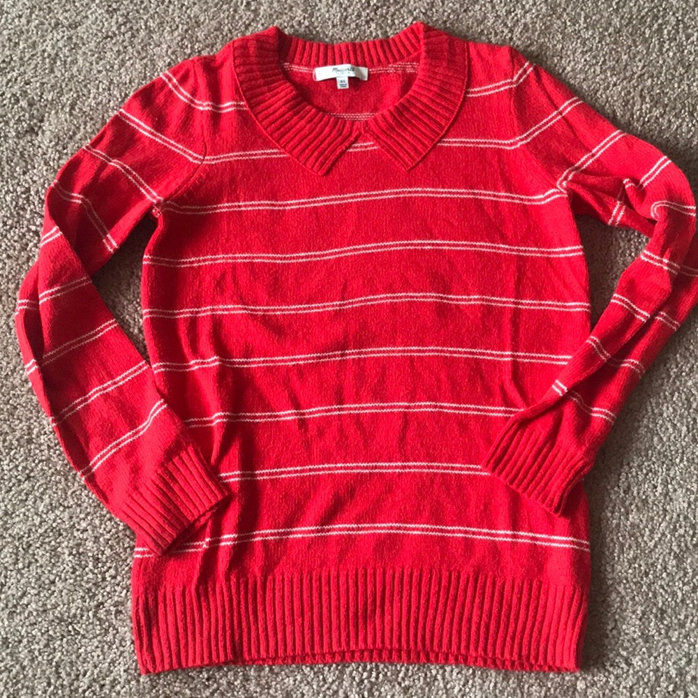 Madewell Red/white striped sweater